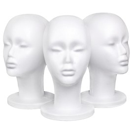 Leeven 3 Packs Foam Wig Head Female Styrofoam Mannequin Head Stand for wigs foam heads Wig Display for Style, Model, Display Hair, Hats, Hairpieces, Mask , Salon and Travel