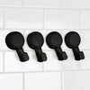 Bath Bliss 4 Pack Gel Matte Black Suction Power Hook,