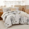 SUCSES 3 Pieces Floral Comforter Set Queen Size Botanical Flower