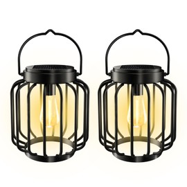 Solar Lights Outdoor Garden,Bawoo 2 Pack Metal Solar Lanterns Outdoor with Hook,Hanging Solar Garden Lights with Auto On Off IP65 Waterproof Garden Ornaments for Yard Pathway Patio(Warmwhite)