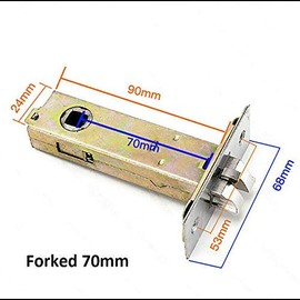 TOOLSTAR Door Latches, Stainless Steel Tubular Mortice Latches Forked 70mm Backset Bathroom and Indicator Latch for Lever Handle Without Screws