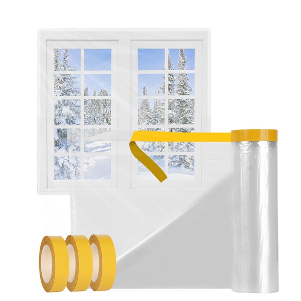 MEFENY Window Insulation Kit, 1.5m x 10m Indoor Fit Clear Rolled Insulating Shrink Film Draught Excluder Stop Cold Condensation, Secondary Glazing Film to Reduce Heating Costs