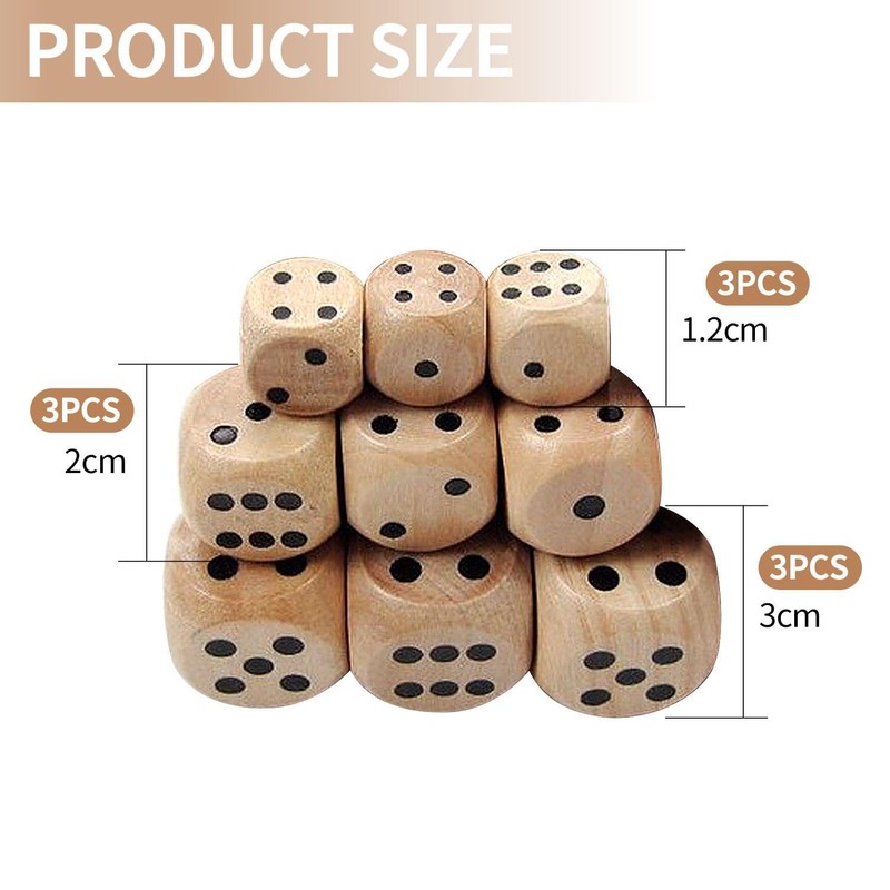 9 Wooden Dice, Gaming Dice, Dice Dice, Gaming Accessories, Lightweight