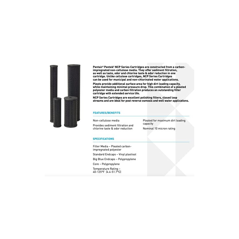 Pentair Pentek NCP-BB Big Blue Carbon Water Filter, 10-Inch, Whole