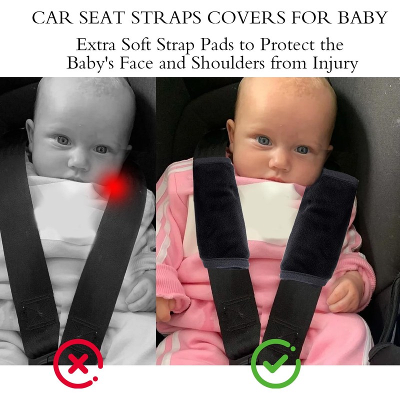Car Seat Strap Pads for Baby Kids, Covers for Car