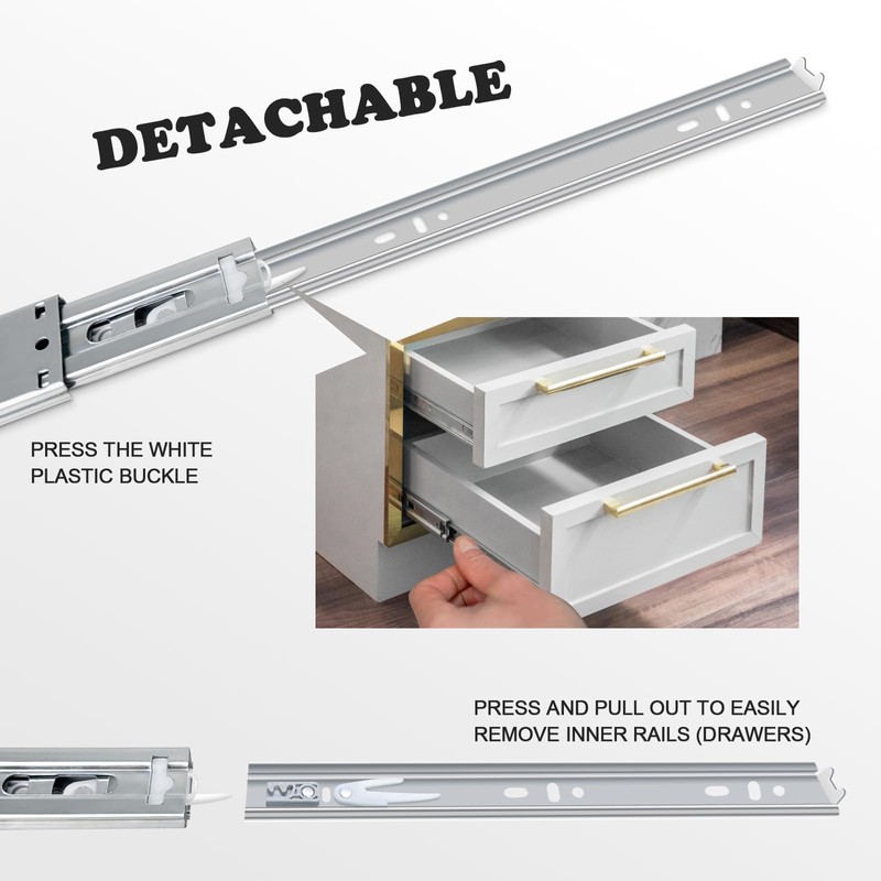 10 inch Soft Close Drawer Slides 4 Pairs Ball Bearing