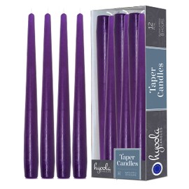 Hyoola Tall Taper Candles - 10 Inch Purple Unscented Dripless Taper Candles - 8 Hour Burn Time - 12 Pack