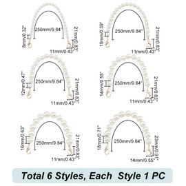 PH PandaHall 6pcs Pearl Chain Bag Handle Pearl Strap Short Handbag Replacement Bag Accessories Parts for Tote Bag Accessories Smartphone Strap 8/10/12/14/16/18mm