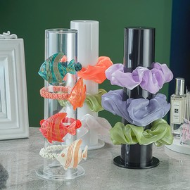JIHUOO Acrylic Scrunchie Display Stand - Scrunchie Holder Organizer - Hair Tie Organizer - Stand - Clear
