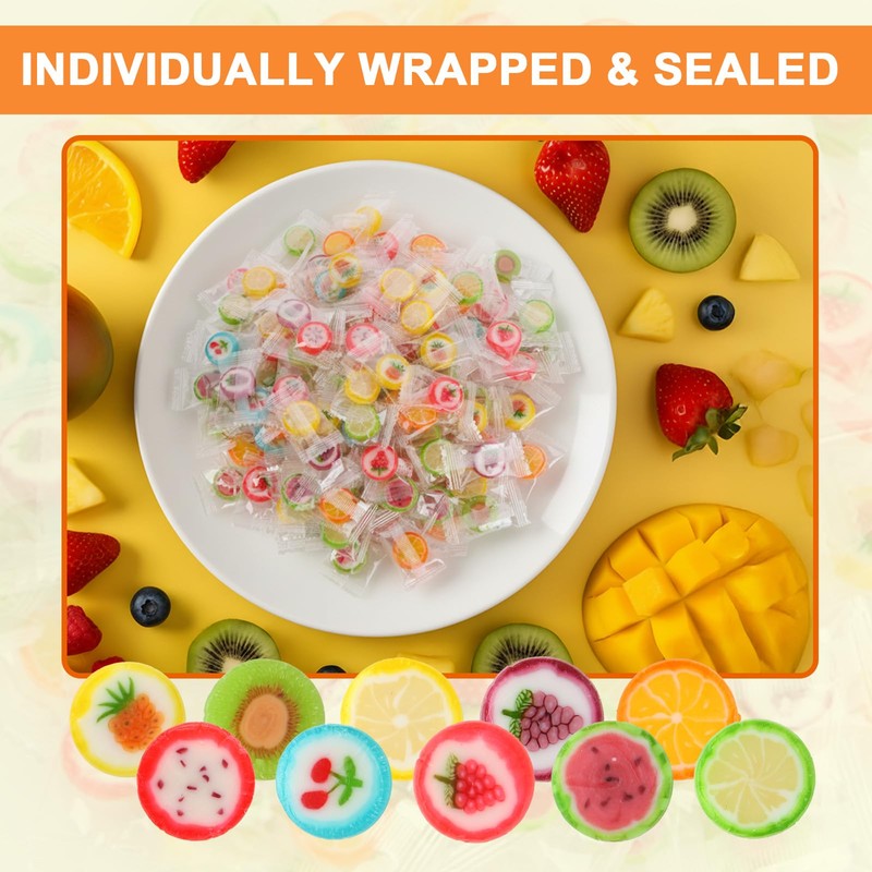 Mixed Fruit Hard Candies Slices Assortment Bag 1LB (Approx. 150