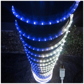 Russell Decor 100FT 1080 LED Rope Lights Indoor Outdoor Lighting for Christmas Snow Theme Decoration for Party Trees Patio Deck Flexible String Lights (White Blue)