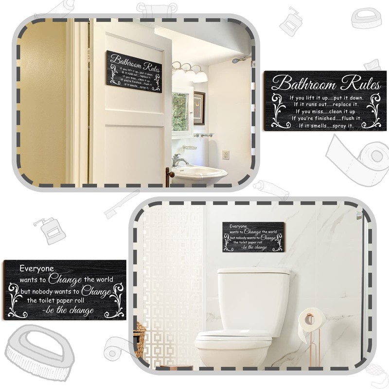 2 Pieces Funny Teal Bathroom Signs Beach Theme Bathroom Wall