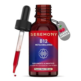 Vitamina B12 - Metilcobalamina - Sublingual - Líquida En Gotas - 2360 porciones - Suplementos Alimenticios - Sin Azúcar - Sabor Cereza Orgánica - Plant Based, Sin GMO - 100% Natural
