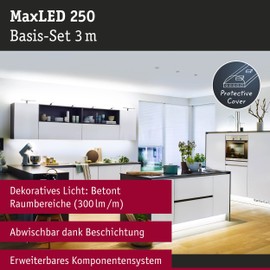 Paulmann 79873 LED Strip MaxLED 250 Basic Set 3 m Daylight IP44 Protect Cover Including 1 x 12 Watt Strip Light 6500 K