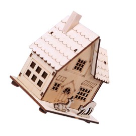 Toddmomy Wooden Christmas House LED Light House Illuminated Wooden House Christmas Village Ornament Christmas New Year Party Table Decoration Christmas Item Christmas Decoration