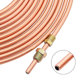 JNNJ Copper Brake Line, 7.62 m 3/16 Inch Brake Line, Brake Line Hose Reel Made of Copper-Coated Steel Tubes, Copper Plated Steel Assortment for Flaring