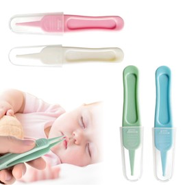 Baby Nose Tweezers, Pack of 4 Nose Cleaning Tweezers, Round Head Tweezers, Plastic Tweezers, for Nose Cleaning, Gentle and Safe