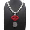 GWOOD Kissing Lips with Red Rhinestones 18 Inch 9mm Cuban