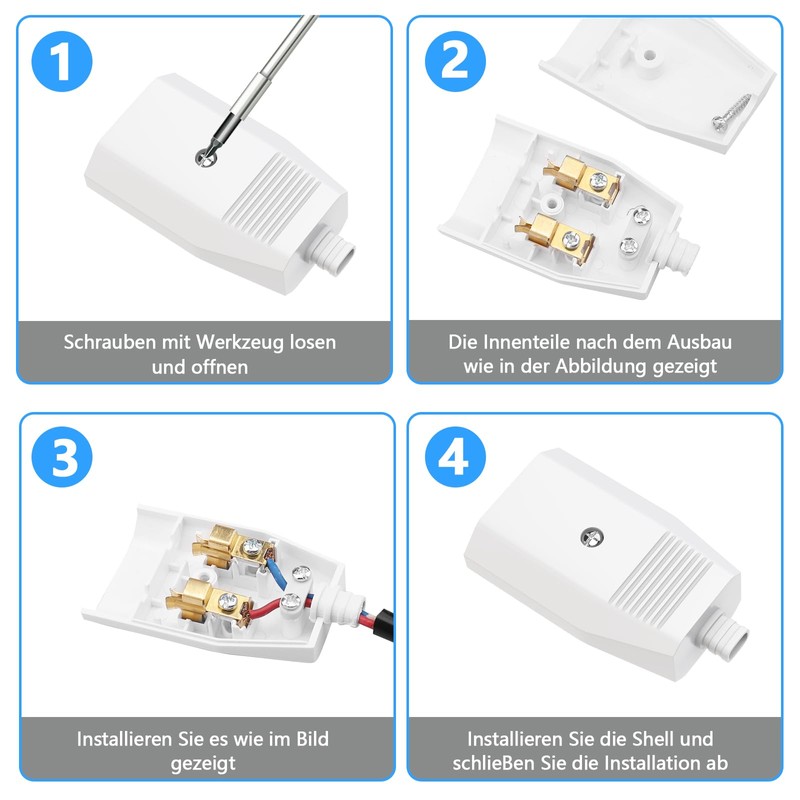 VIEVRE 2 pieces Euro coupling flat, coupling 230 V, Euro