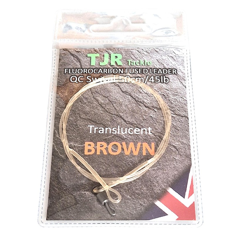 Twin pack fluorocarbon 50cm carp Leaders Quick Change swivels fused