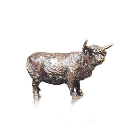 2092 Highland Cow Solid Bronze Miniature Statue Sculpture Figure - 4.5 x 2.7 x 2.2 cm