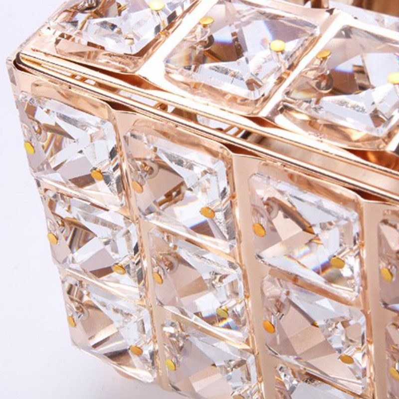 Tissue Dispenser Light Luxury Napkin Storage Box Metal Crystal Glass