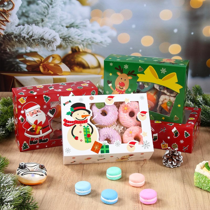 Patimate 24pcs Christmas Cookie Boxes for Gift Giving, 3 Style