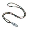 COAI Leaf Pendant108 Mala Beads Faceted Indian Agate Stone Necklace
