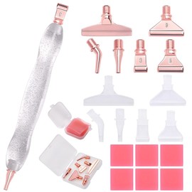 Praise V Do Diamond Painting Art Drill Pen Kit with 6 Screw Stainless Steel Silver Metal Tip Nibs, 6 Plastic Placers,6 Glue Clays Tool Accessories for Diamond Painting, Diamond Art White