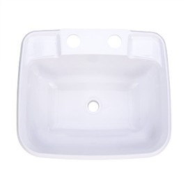 RecPro Rectangle RV Bathroom Sink | White | Single Bowl Lavatory Sink | Camper Sink | Plastic