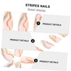 Mikinona 24pcs Striped Press Nails for Women Removable False Nail