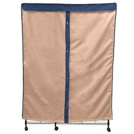Formosa Covers Portable Garment Rolling Rack Cover - Protect Your Clothes from Dust Keep Your Room Looking Organized (Cover Only) (Beige Khaki with Dusty Blue Trim, 36" W x 16" D x 76" H)