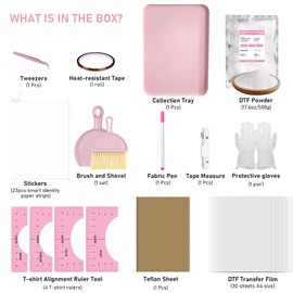 HAWERSI DTF Transfer Film Powder Kit,30Pcs A4 Film, 17.6oz White Digital for Sublimation Printer,All-in-1 Starter Kit Beginners DIY T-Shirt,Gifts,Fabrics