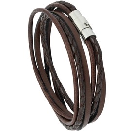 Simaru Genuine Leather Bracelet with Stainless Steel Magnetic Clasp, Unisex Leather Bracelet Made in EU, Wrap Bracelet for Men and Women, Skin-Friendly, Leather