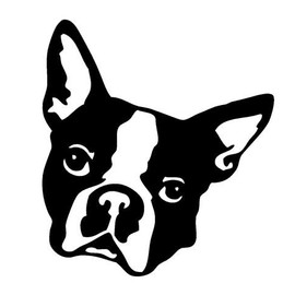 CMI NI922 Boston Terrier Head Decal | 5.5 Inches by 5 Inches | Premium Quality Black Vinyl Decal