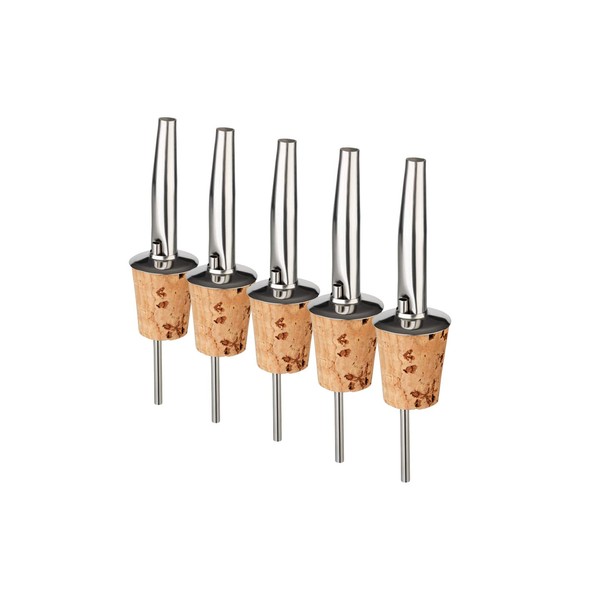 Pack of 5 Cork Pourers for Spirits and Liquors -