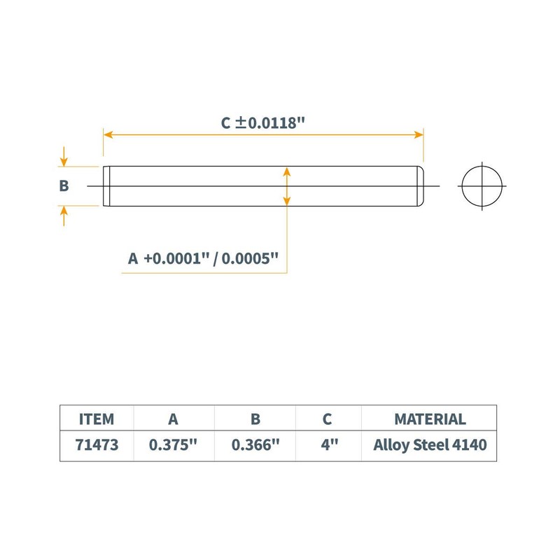 POWERTEC 71473 Hardened Steel Dowel Pins 3/8 Inch | Heat