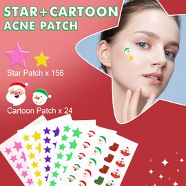 Pimple Patch, Hydrocolloid Patch, Waterproof and Breathable for Acne, Acne Pimples, Acne Pimple Patch, Invisible and Star Patch Pimples, Absorbent Cover for Acne (Christmas)