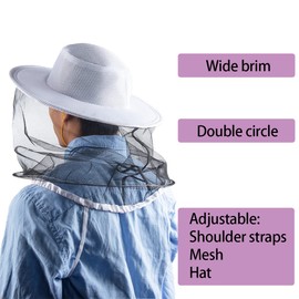 Beekeeper Hat, ZffXH Beekeeping Mesh Wide Brimmed Hat Beekeeper Protective Gear Cap Men Mosquito Head Net Netting Hats Bee Keeper Veil Hood Fishing Hat For Outdoor Hiking Gardening Farm