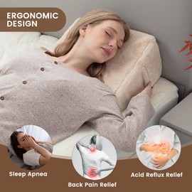 TEXSTEAD Bed Wedge Pillow for Sleeping - Post Surgery Adjustable Triangle Faux Fur Pillow Wedge for Legs, Back Pain, Snoring, Alleviate Acid Reflux, White