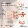 E Initial Earrings For Women Rose Gold Plated Stud Earrings