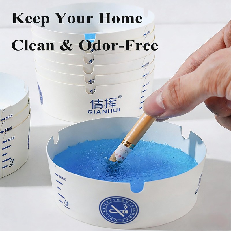 Disposable Ashtrays 25-Pack Water-Activated, Portable Paper Ashtrays for Car Cup