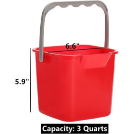 4 Pack Sanitizing Buckets, 3 Quart Small Cleaning Pail, Square Detergent Bucket with Spout and Handle for Home, Offices, School, Commercial Use