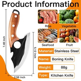 BOPOTI Meat Cleaver,7.4 inch Kitchen Knife,Sharp Blade Easy Cleaning for Home Kitchen & Restaurant,Outdoor Camping BBQ,Lightweight and Portable