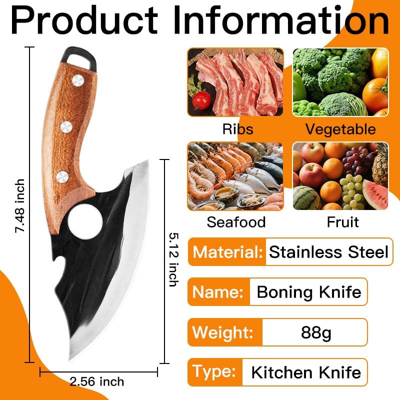 BOPOTI Meat Cleaver,7.4 inch Kitchen Knife,Sharp Blade Easy Cleaning for