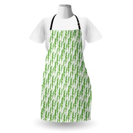 Ambesonne Botanical Apron, Arugula Roquette Leaf Spinach Style Organic Natural Health Watercolor, Unisex Kitchen Bib with Adjustable Neck for Cooking Gardening, Adult Size, Fern Green White