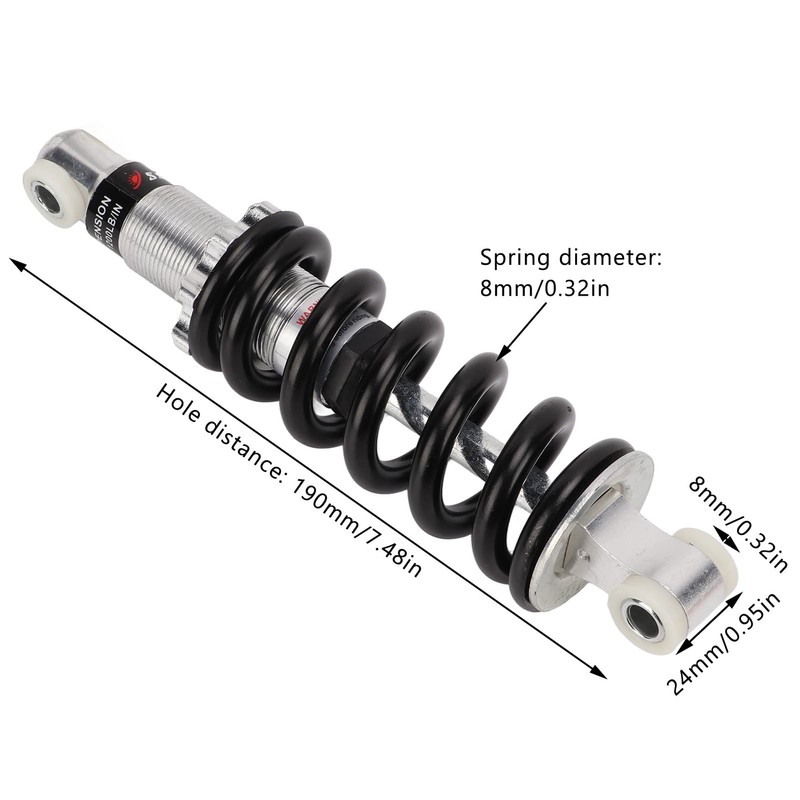 Shock Absorber, 190mm 1200LBS Motorcycle Rear Shock Strut for Dirt