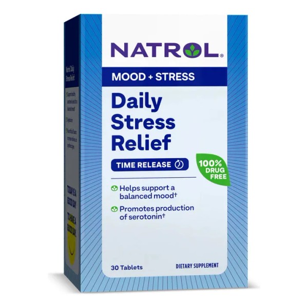 Natrol daily stress relief alivio antiestrés diario 30 tabletas sin
