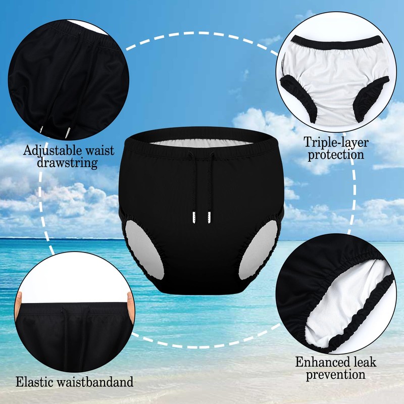 Glitopper 2 Pcs Youth Swim Diaper Special Needs Reusable Cloth