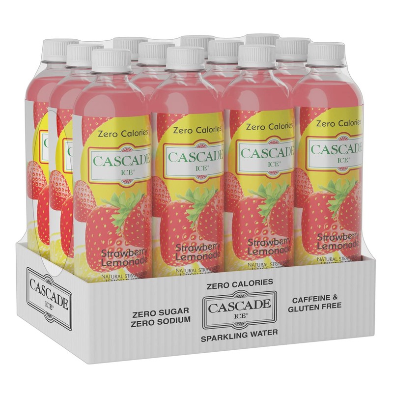 Cascade Ice Sparkling Water, Strawberry Lemonade, 17.2 Fl Oz (Pack